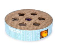 Catstages Scratch N' Hunt Puzzle pour Chat avec Surface ondulée griffoir et Trois balles à l'intérieur, Bleu