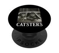 Catsters Gangster Cat Meme Funny Cats Gang Humor PopSockets PopGrip Adhésif