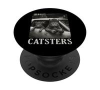 Catsters Gangster Cat Meme Funny Cats Gang Humor PopSockets PopGrip Adhésif