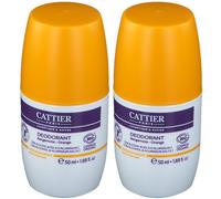 CATTIER Déodorant Roll-On Fraîcheur agrume Bergamote - Orange Rouleau 2x50 ml