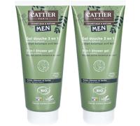 CATTIER Gel douche 3 en 1 Homme Douche 2x200 ml