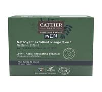 Cattier Men - Nettoyant Exfoliant Visage Homme 2 en 1 Solide Bio - Tous types de peaux - 85g