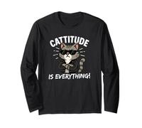 Cattitude is Everything Chat Kawaii Mignon avec Attitude Cool Manche Longue