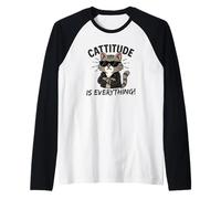 Cattitude is Everything Chat Kawaii Mignon avec Attitude Cool Manche Raglan