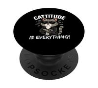 Cattitude is Everything Chat Kawaii Mignon avec Attitude Cool PopSockets PopGrip Adhésif