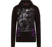 Spiral Cattitude Femme Sweat-Shirt à Capuche Noir/Lilas XL 100% Coton Regular/Coupe Standard