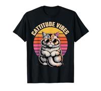 Cattitude Vibes Retro Cat Lover Funny Vintage Style T-Shirt
