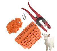 Cattle Ear Tags - Livestock Animal Labels | 001-100 Numbered Identification Tags With Applicator Tool for Herd Management, Wildlife Tracking, Goat Sheep Breeding, Ranching, And Farm Monitoring