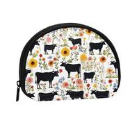 Cattle Farm Sanctuary - Mini porte-monnaie imprimé avec fermeture éclair - Petit portefeuille pour homme et femme - Organisateur d'argent de voyage compact, Noir , Taille unique