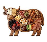 Cattle Shaped Snack Board - Solid Timber Serving Slab, Whimsical Cheese Tray, Countryside Tableware Feature, Handcrafted Kitchenware Gift | Appetizer Meat Fruit Plating, House Party Feast Festival
