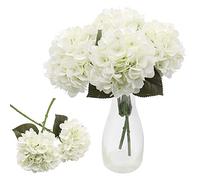 CattleyaHQ 4 têtes de Fleurs d'hortensia artificielles, élégant Bouquet d'hortensia,Fausse décoration de Fleurs pour fête/Mariage/Maison/Cuisine (Blanc)