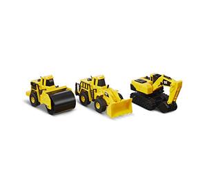 CatToysOfficial - Lot de 3 Véhicules de Construction en Métal Moulé sous Pression - Véhicules de Construction CAT - Rouleau Compresseur, Excavatrice, Chargeur sur Pneus - 3 ans et plus.