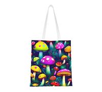 Cattpa Bright Mushrooms Art Print Totes, sac de plage portable, sacs d'épicerie réutilisables pliables avec poignées