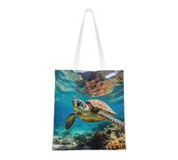 Cattpa Lord Howe Island Sea Turtle Print Totes, sac de plage portable, sacs d'épicerie réutilisables pliables avec poignées, noir, taille unique