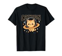 Caturn Cute Kawaii Space Cat Planet Saturne Funny Kitten Pun T-Shirt