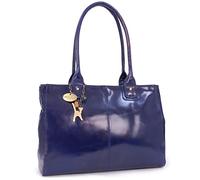 Catwalk Collection Handbags - Grand Cabas Femme Cuir - Sac Fourre Tout Fermeture Éclair - Sac de Travail/Sac Porté Épaule - KENSINGTON - Bleu