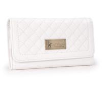 Catwalk Collection Handbags - Grand Portefeuille Femme Cuir - Matelassé Porte Monnaie - 14 Emplacements pour Cartes - RFID Blocage - Gemma X - Blanc