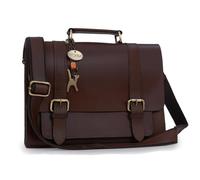 Catwalk Collection Handbags - Grand Sac Besace Femme Cuir - Sac de Cours / A4 Sac de Travail - Sac Bandoulière - CANTERBURY - Marron