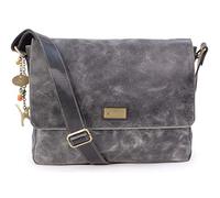 Catwalk Collection Handbags - Grand Sac Besace Femme Cuir Veilli - Sacoche Ordinateur 15 Pouces - Sac de Travail Avec Bandoulière - SABINE L Noir