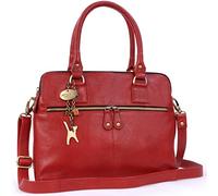 Catwalk Collection Handbags - Grand Sac Cabas Femme Cuir - Sac à Main de Travail - Sac Porté Èpaule Avec Bandoulière Détachable - VICTORIA - Rouge