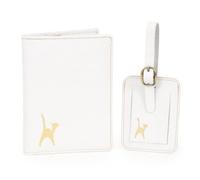 Catwalk Collection Handbags - Lot 2 Accessoires de Voyage - Étui Passeport et Étiquette à Bagages en Cuir - Coffret Cadeau pour Voyage -Blanc
