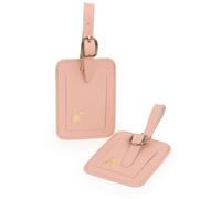 Catwalk Collection Handbags - Lot 2 Étiquettes à Bagages Cuir - Etiquette Valise Voyage - Coffret Cadeau - avec Carte Info Personnelle - Wanda - Rose