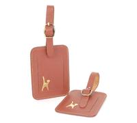 Catwalk Collection Handbags - Lot 2 Étiquettes à Bagages Cuir - Etiquette Valise Voyage - Coffret Cadeau - avec Carte Info Personnelle - Wanda Tanne