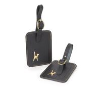 Catwalk Collection Handbags - Lot 2 Étiquettes à Bagages Cuir - Etiquette Valise Voyage - Coffret Cadeau - avec Carte Info Personnelle - Wanda - Noir