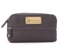 Catwalk Collection Handbags - Petit Accessoires Pochette - Trousse de Maquillage Voyage Femme Cuir - pour Appareils Photo Compacts - Savannah - Marron