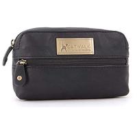 Catwalk Collection Handbags - Petit Accessoires Pochette - Trousse de Maquillage Voyage Femme Cuir - pour Appareils Photo Compacts - Savannah - Noir