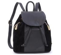 Catwalk Collection Handbags - Petit Sac à Main Porté Dos Femme - Sac à Dos Cuir et Suède - Bretelles Réglables - PIXIE - Noir