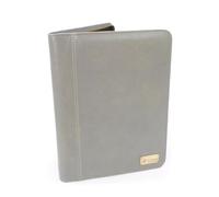 Catwalk Collection Handbags - Porte Document Cuir Femme - Portefeuille de Voyage Zippé - Avec A4 Bloc-Note - Pochette Pour Tablette - CHLOE - Gris