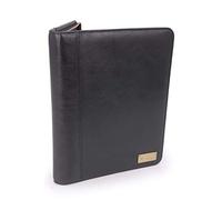 Catwalk Collection Handbags - Porte Document Cuir Femme - Portefeuille de Voyage Zippé - Avec A4 Bloc-Note - Pochette Pour Tablette - CHLOE - Noir