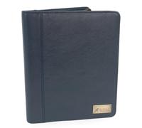 Catwalk Collection Handbags - Porte Document Cuir Femme - Portefeuille de Voyage Zippé - Avec A5 Bloc-Note - Pochette Pour Tablette - Angela - Bleu