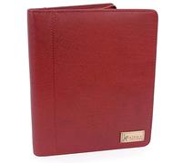 Catwalk Collection Handbags - Porte Document Cuir Femme - Portefeuille de Voyage Zippé - Avec A5 Bloc-Note - Pochette Pour Tablette - Angela - Rouge