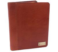 Catwalk Collection Handbags - Porte Document Cuir Femme - Portefeuille de Voyage Zippé - Avec A5 Bloc-Note - Pochette Pour Tablette - Angela - Tanne