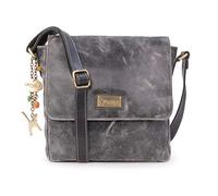 Catwalk Collection Handbags - Sac Bandoulière Femme en Cuir Vintage - Sac Besace Moyen - Messenger Bag Avec Bandoulière Réglable - SABINE M - Noir