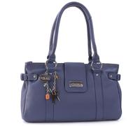 Catwalk Collection Handbags - Sac Porté Èpaule Femme Cuir - Sac à Main Moyen - Sac Porté Main Multipoches - MARTINA - Bleu