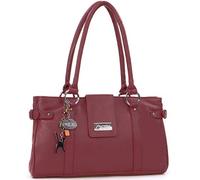 Catwalk Collection Handbags - Sac Porté Èpaule Femme Cuir - Sac à Main Moyen - Sac Porté Main Multipoches - MARTINA - Rouge