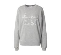 CATWALK JUNKIE Sweat-shirt 'Always late' gris chiné / blanc, Taille S-M