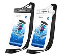 Catynore Pochette Étanche Telephone Housse Sac Étanche Smartphone Certifiée IPX8 Touch Sensible Compatible avec iPhone SE/11/ XR/ 7/8/ P30/ P20, Jusqu'à 6.5 Pouces-Lot de 2-Transparent et Noir