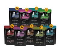 catz finefood Purrrr Collection Nourriture humide pour chat XXL - Nourriture humide gourmet pour votre chat - Sans sucre ni céréales - Sans gluten et monoprotéines à haute teneur en viande (24 sachets