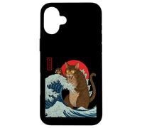 Catzilla Attaque la Grande Vague de Funny Cat Lover's Monster Coque pour iPhone 16 Plus