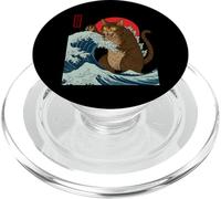 Catzilla Attaque la Grande Vague de Funny Cat Lover's Monster PopSockets PopGrip pour MagSafe