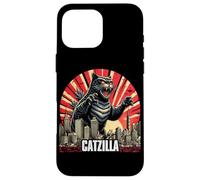 Catzilla Cat Art Japonais drôle Coque pour iPhone 16 Pro Max