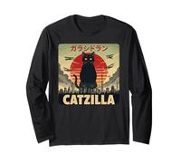Catzilla Cat Japanese Art Funny Cat Gifts for Men Women Kid Manche Longue