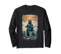 CATZILLA Cat Lovers Art Japonais Chat Drôle Manche Longue