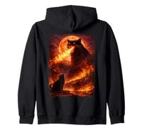 Catzilla Hurlant à la Lune Chat Mystique Vintage Drôle Sweat à Capuche