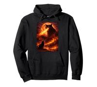 Catzilla Hurlant à la Lune Chat Mystique Vintage Drôle Sweat à Capuche