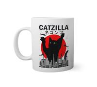 Catzilla Japanese Sunset Style Meowzilla Kaiju Monster Tasse Blanche Nouveauté Drôle Pour Thé au Café 330ml